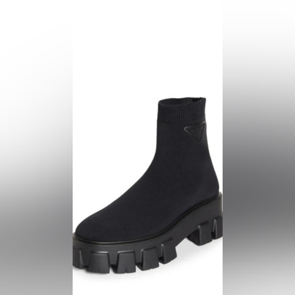 Monolith Lug Sole Sock Bootie in Nero - Picture 1 of 14